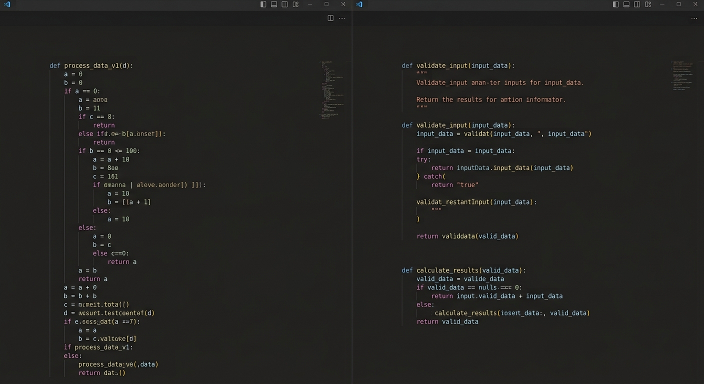 Code before and after refactor