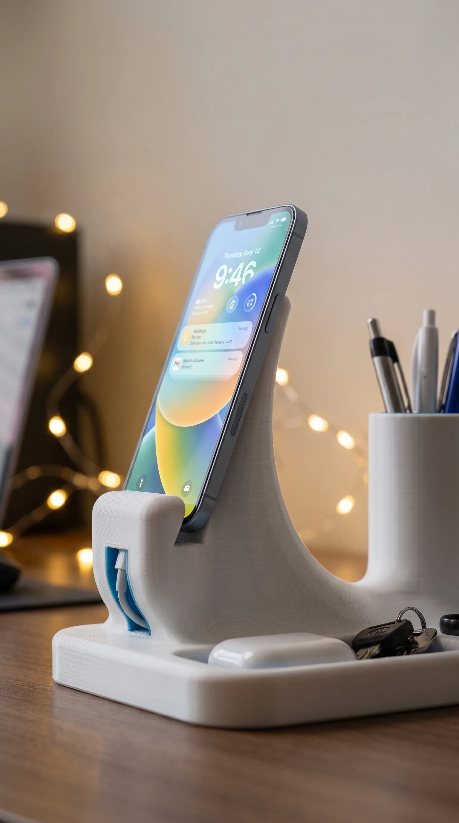 Dock in a lifestyle desk setup
